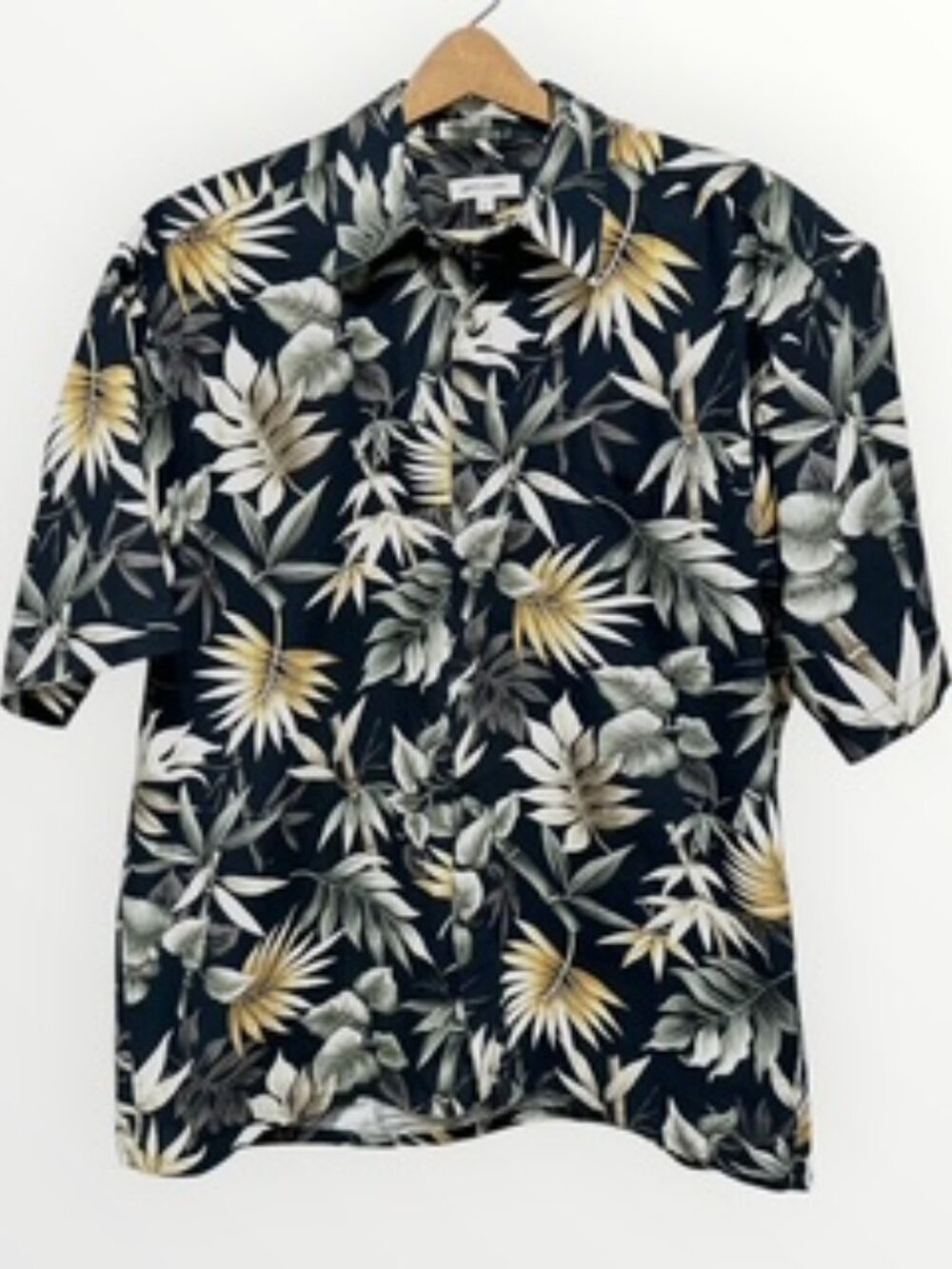 Pierre Cardin Mens Hawaiin Button-Up Shirt Short Sleeve Foliage Multicolor Sz XL